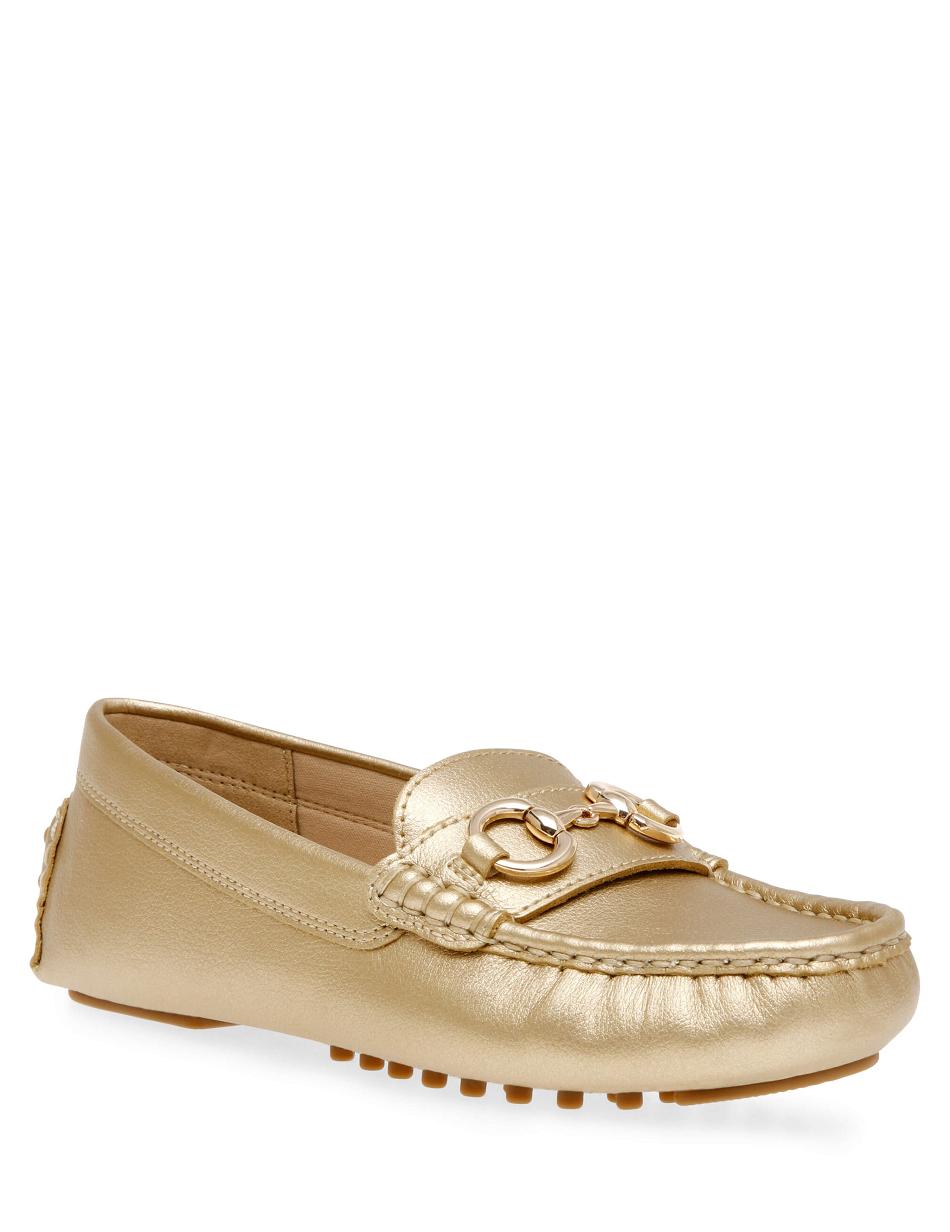 Gold Anne Klein Celeste Moc Flats | NZQAV78894