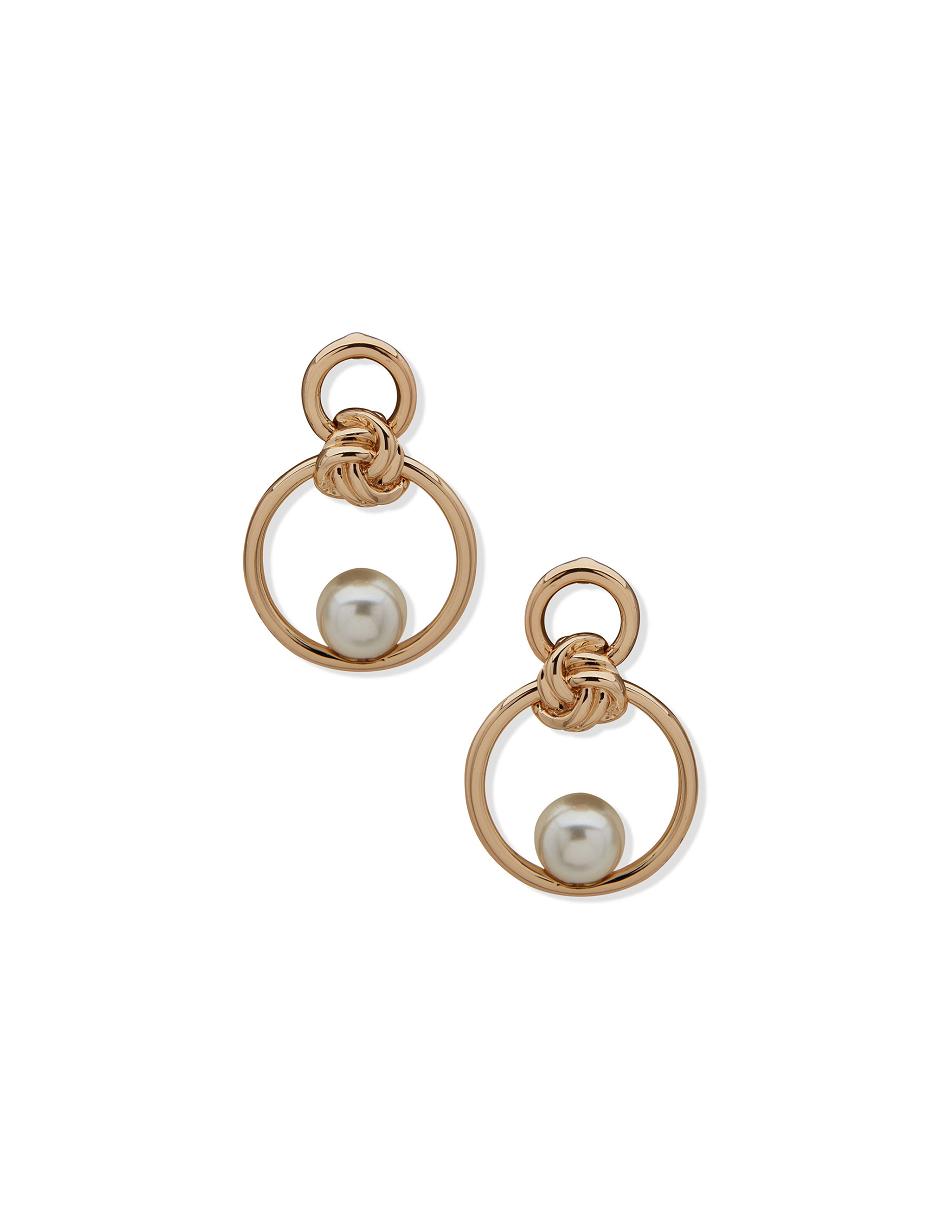 Gold Anne Klein Double Drop Knot With Pearl Earrings | PNZER82013