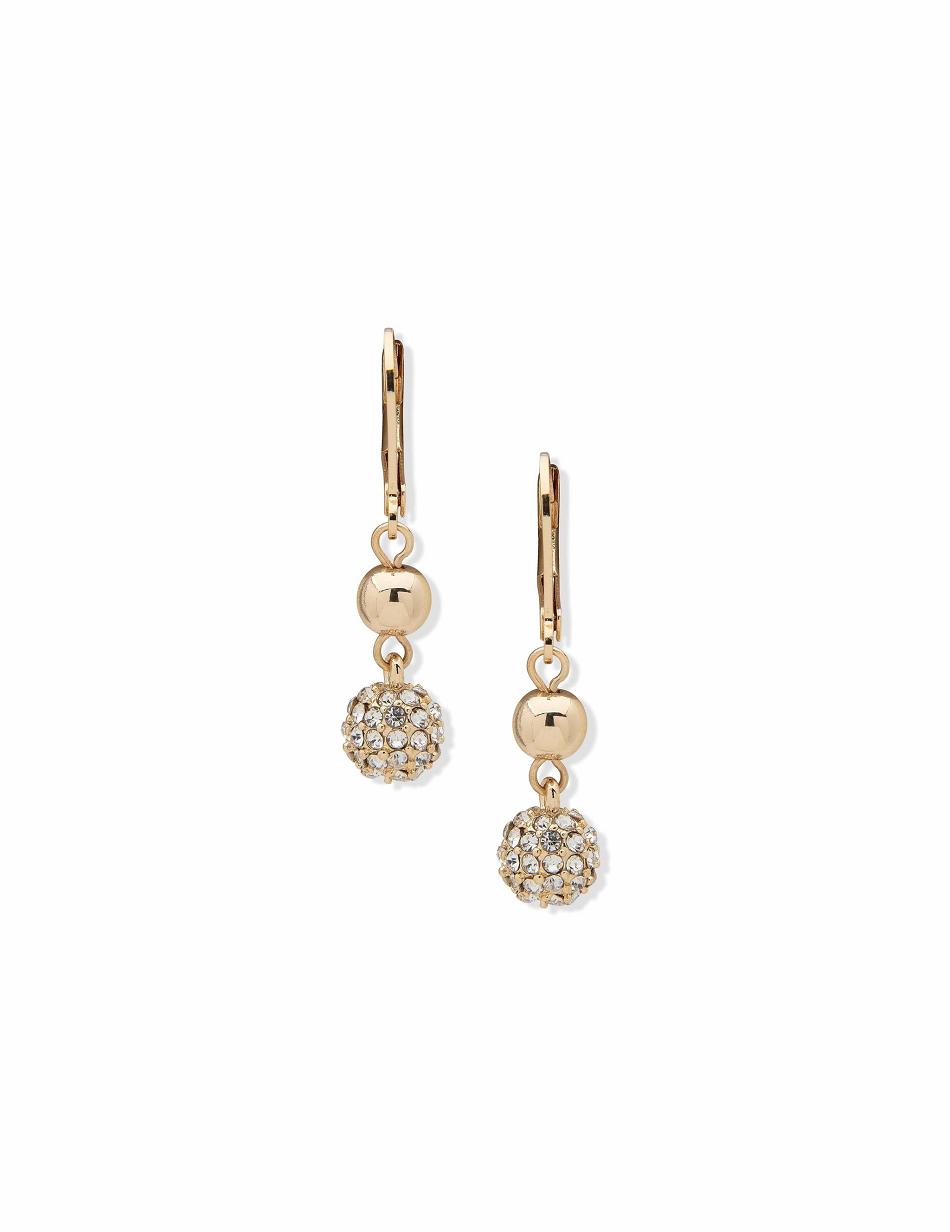 Gold Anne Klein Gold-Tone Leverback Fireball Double Drop Earrings Best Sellers | TNZWZ45062