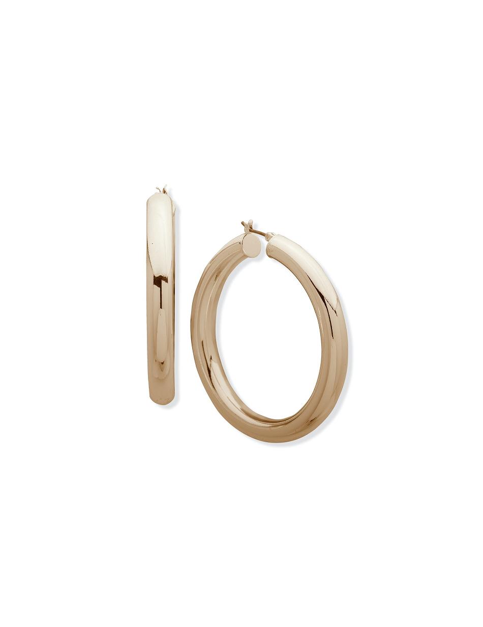 Gold Anne Klein Gold-Tone Tubular Hoop Earrings | UNZTG52707