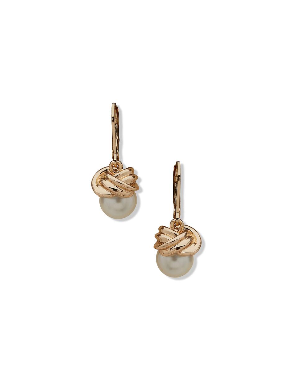 Gold Anne Klein Levback Pearl Drop Earrings | ENZVG57989