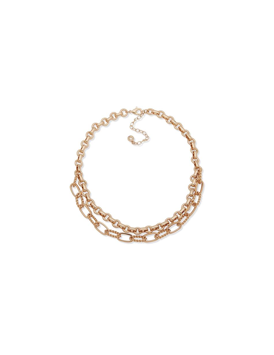 Gold Anne Klein Multirow Chain Necklace | DNZVO17702