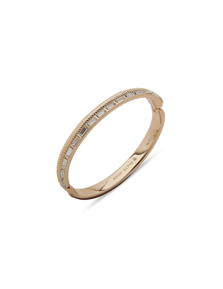 Gold Anne Klein Omega Chain Baguette Bangle Bracelet | DNZVO84890