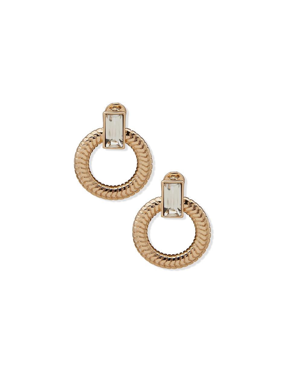 Gold Anne Klein Omega Chain Doorknocker Clip Earrings | BNZSO98143