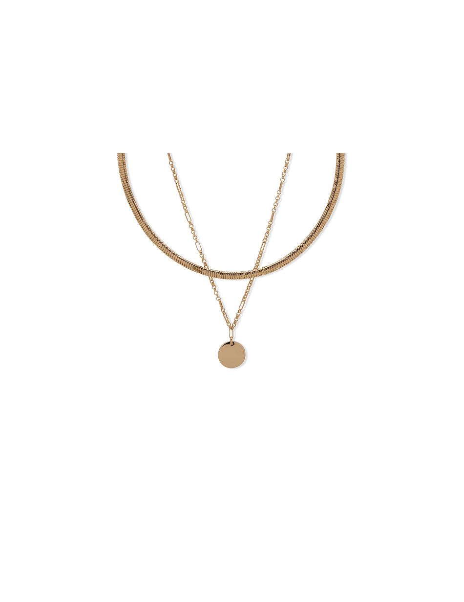 Gold Anne Klein Omega Chain With Coin Pendant Necklace | LNZTR23560