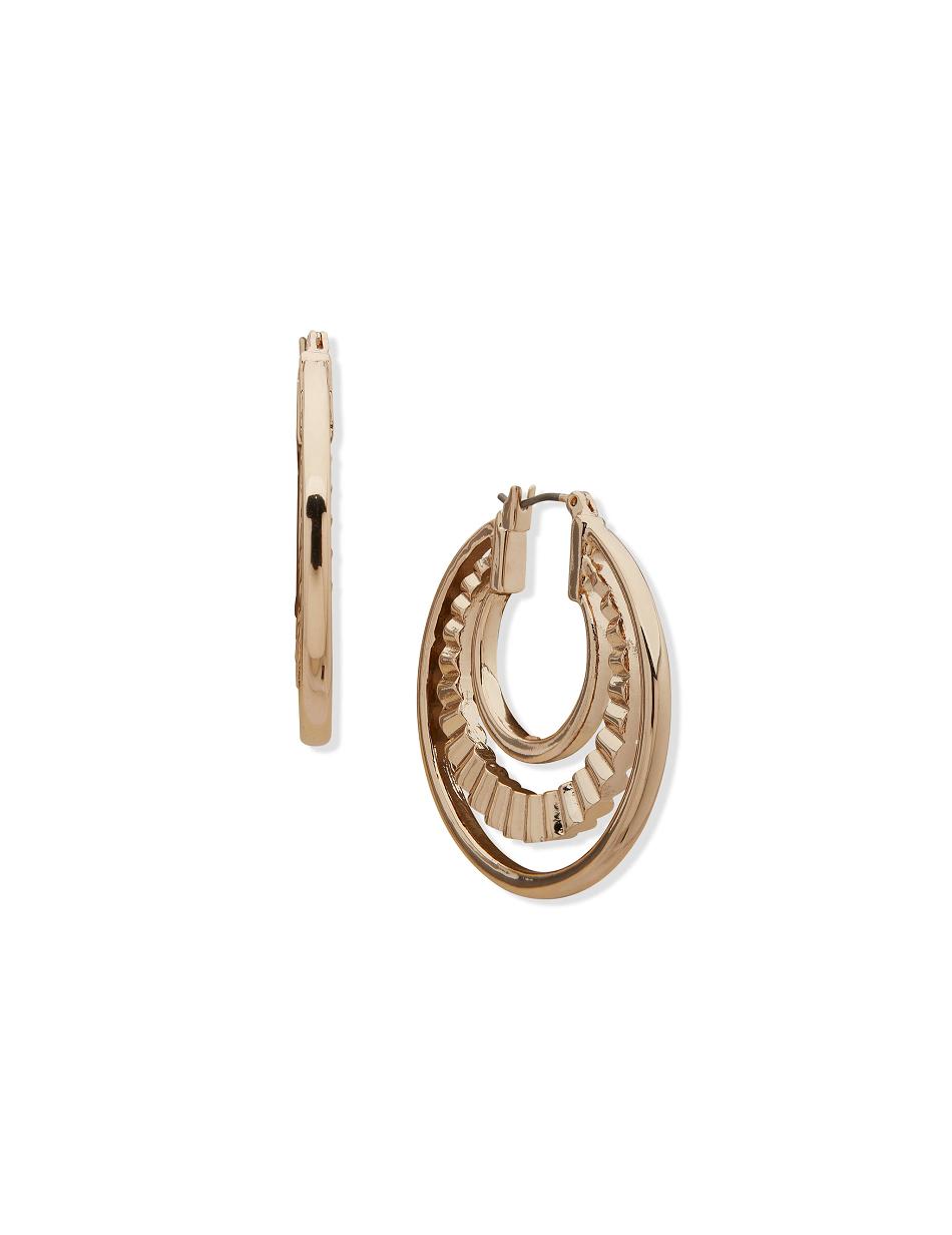 Gold Anne Klein Pearl Inlay Hoop Earrings | NZIIZ90524