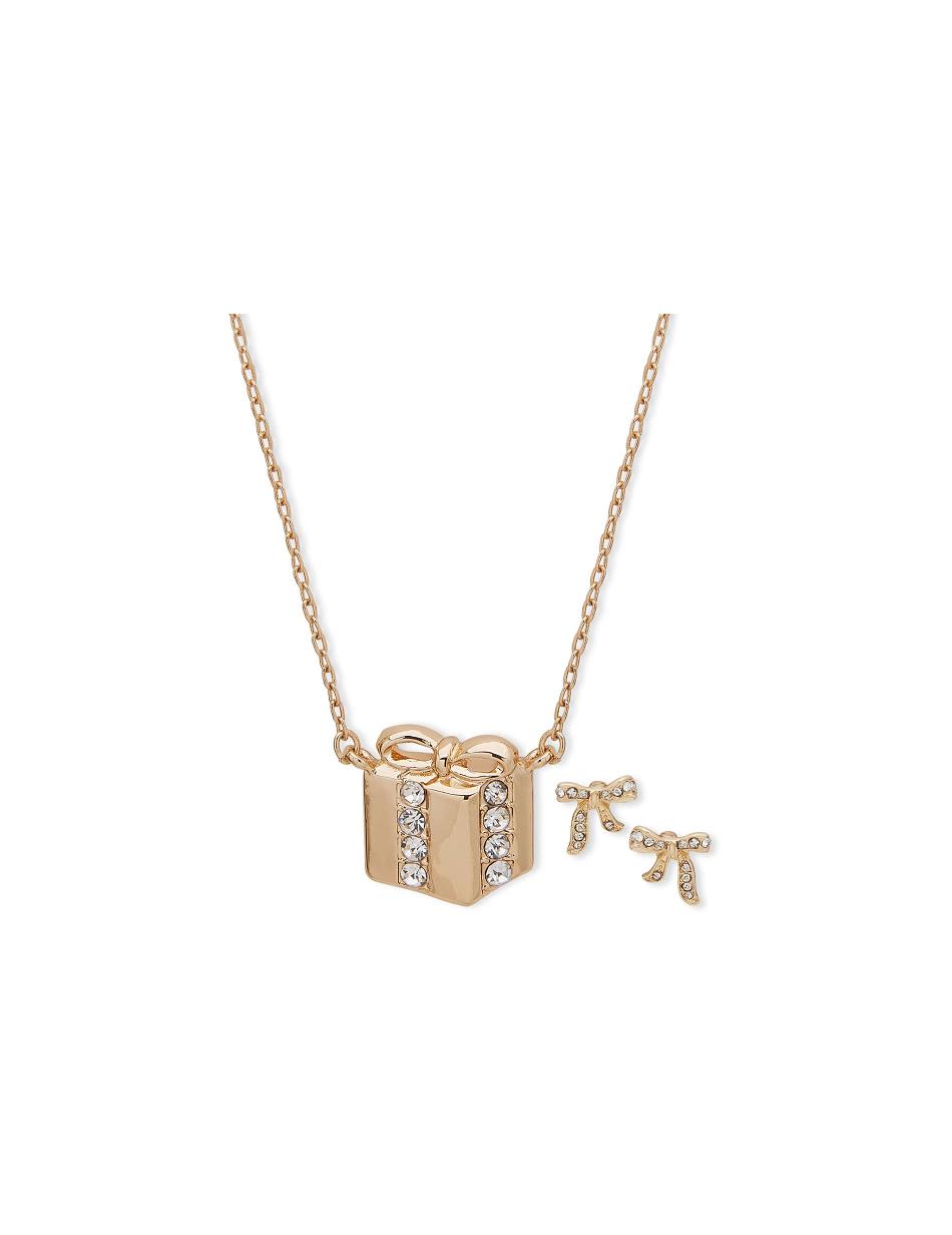 Gold Anne Klein Present Pendant Necklace and Earring Pouch Jewelry Sets | NZJVR40948