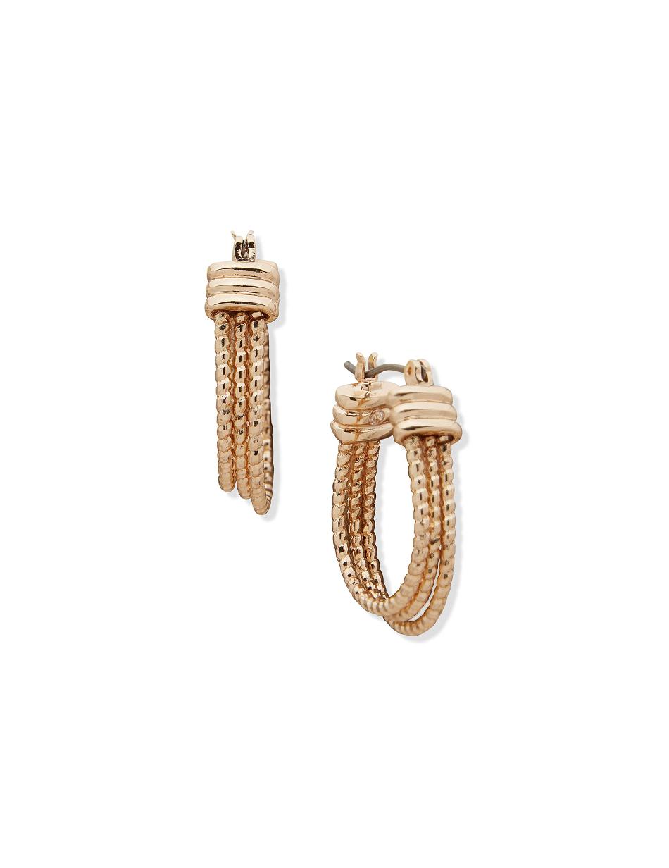 Gold Anne Klein Texture Clip Hoop Pierced Earrings | NZDFL55042