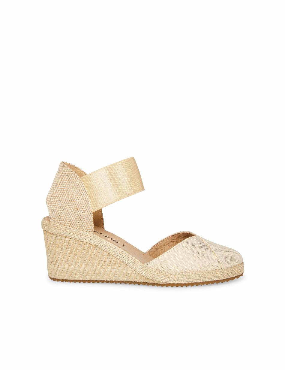 Gold Anne Klein Zoey Round Toe Espadrilles Wedges | FNZHY46188