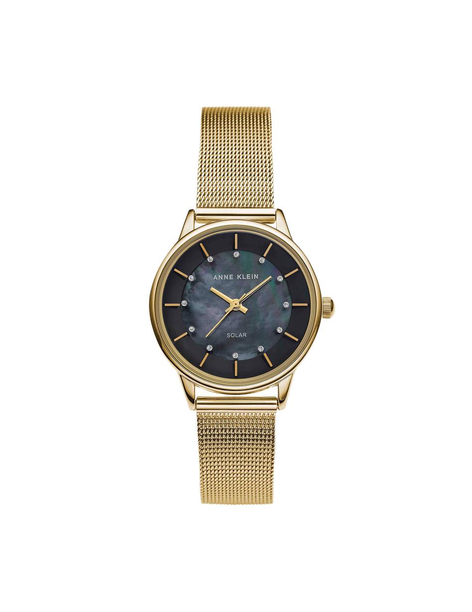 Gold / Black Anne Klein Solar Powered Mesh Watch Considered | QNZWA10315