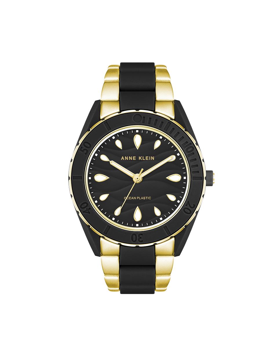 Gold / Black Anne Klein Solar Recycled Ocean Plastic Bracelet Watch Considered | LNZSX16621