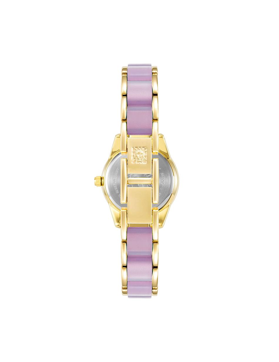 Gold / Lavender Anne Klein Pearlescent Resin Link Bracelet Watch Metals | NZCVG68450