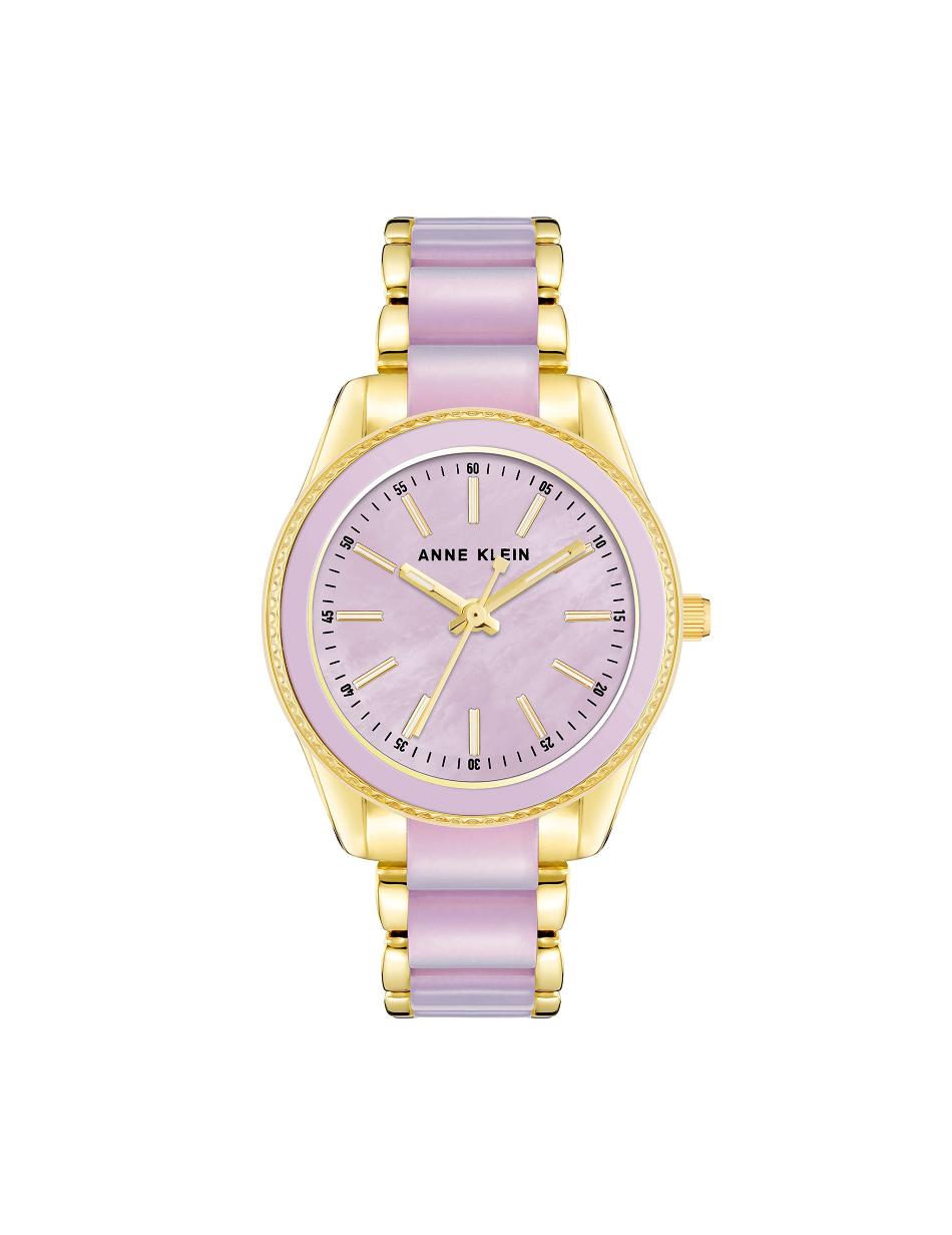 Gold / Lavender Anne Klein Pearlescent Resin Link Watch Metals | UNZND57287