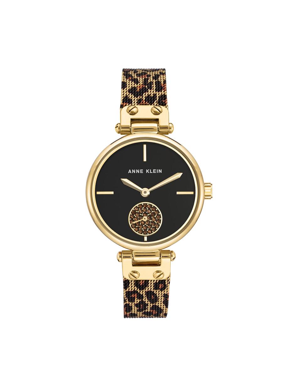 Gold / Leopard Anne Klein Leopard Mesh Band Watch Metals | YNZGT27916