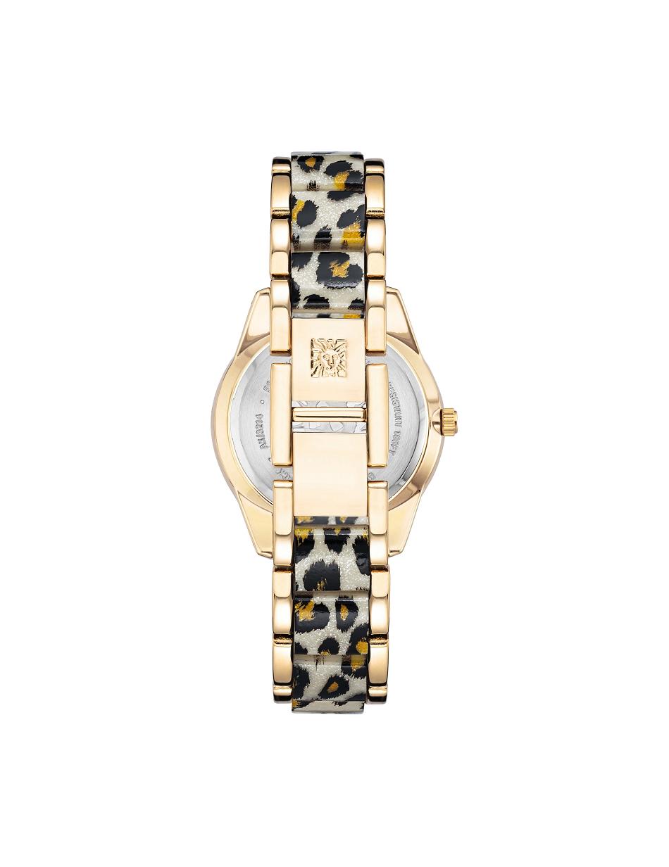 Gold / Leopard Anne Klein Shimmer Leopard Print Resin Link Watch Metals | NZXBR97091