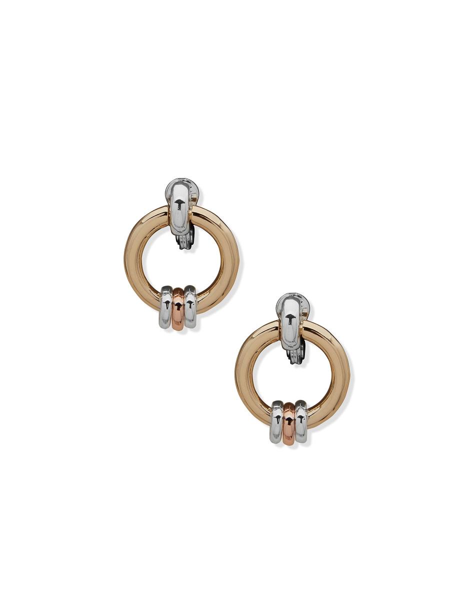 Gold / Silver Anne Klein Circle Link Button Clip On Earrings | TNZPQ52087