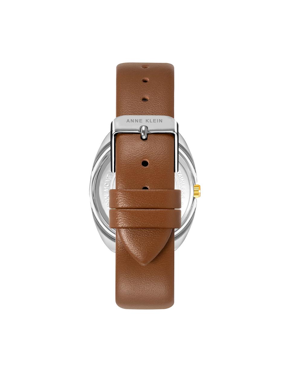 Gold / Silver / Brown Anne Klein Modern Strap Watch Leather | QNZUV24074