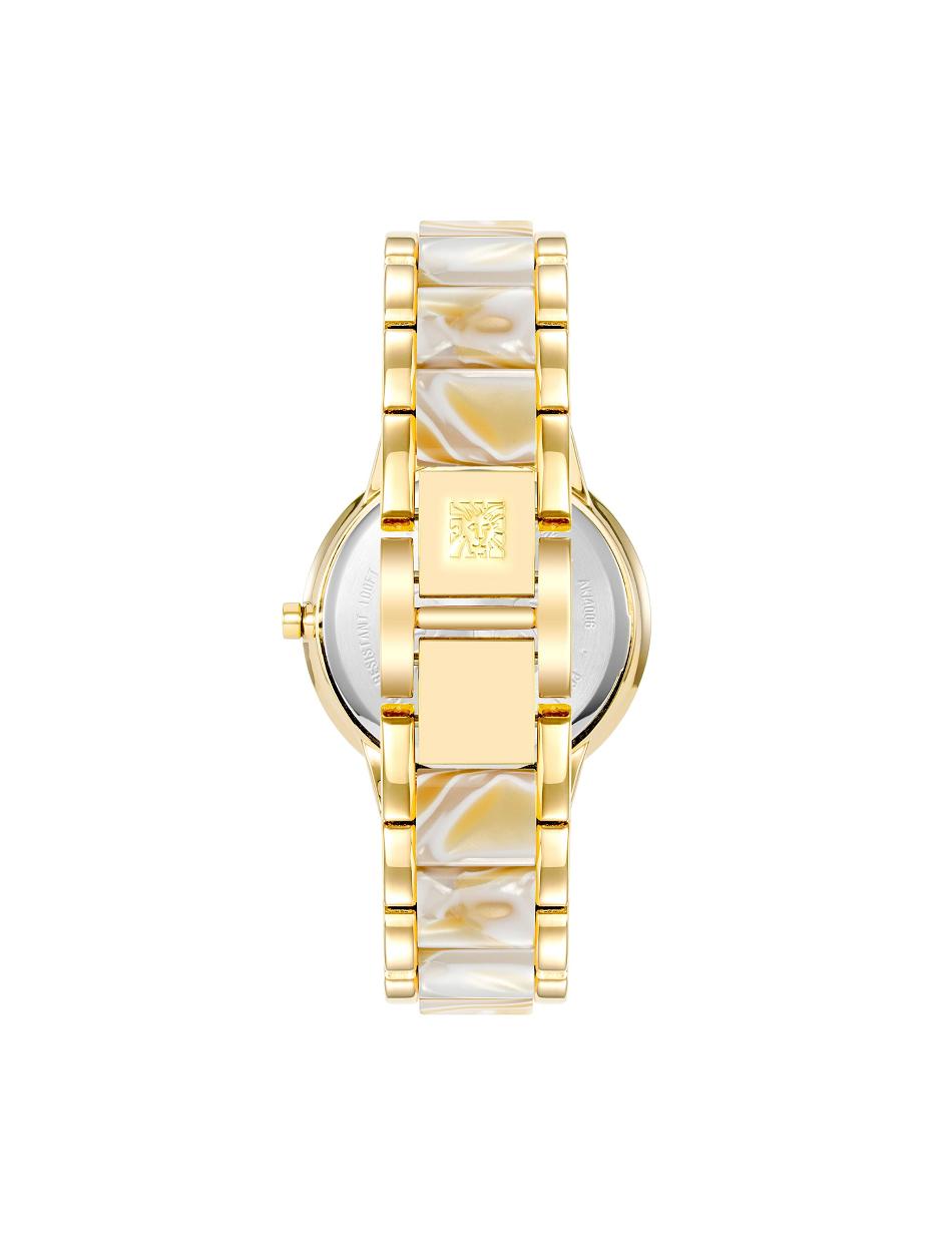 Gold / White Anne Klein Patterned Mother of Pearl Dial Watch Metals | ENZVG45054