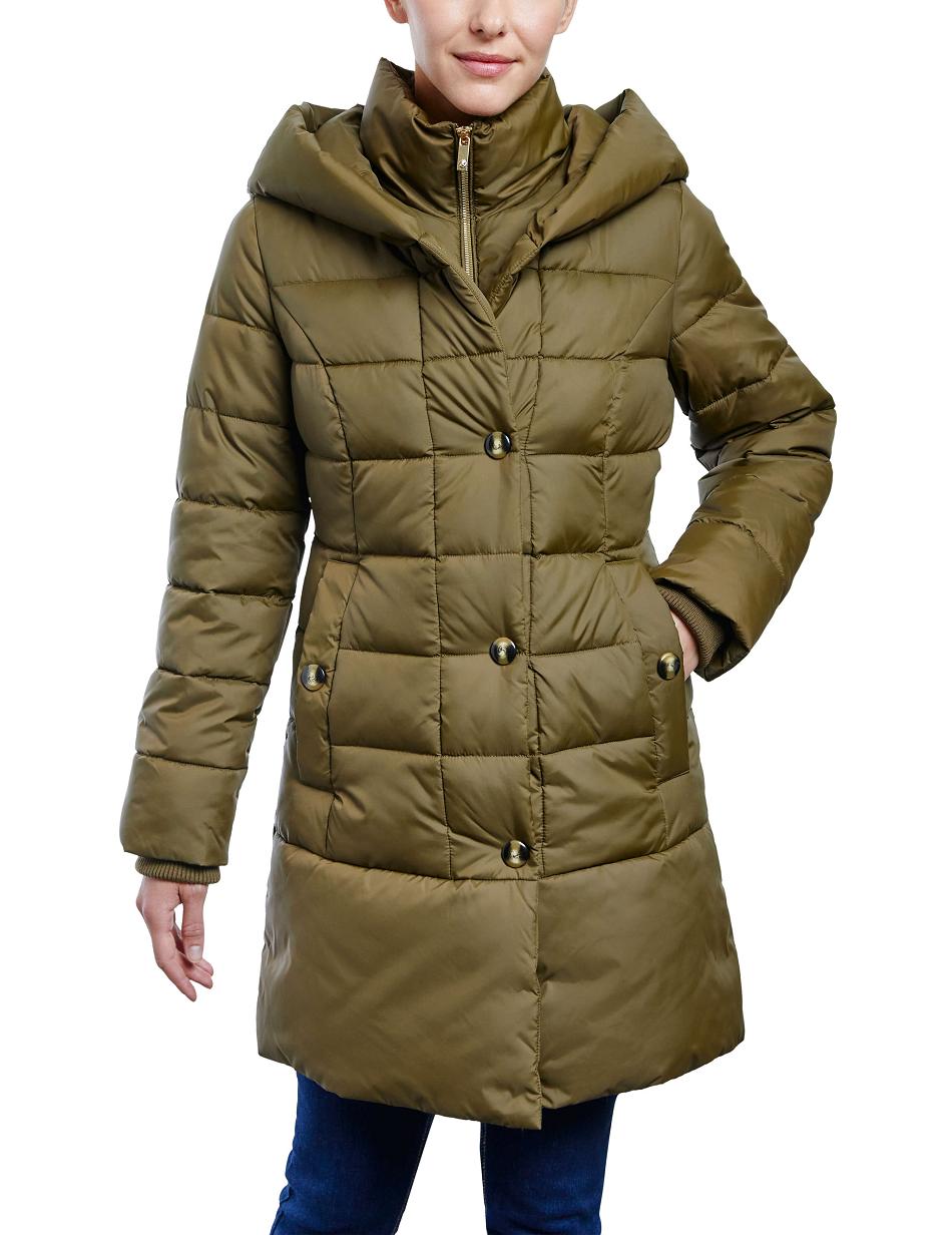 Green Anne Klein Consider It Snap Front Puffer Jacket Outerwear | SNZNY68326