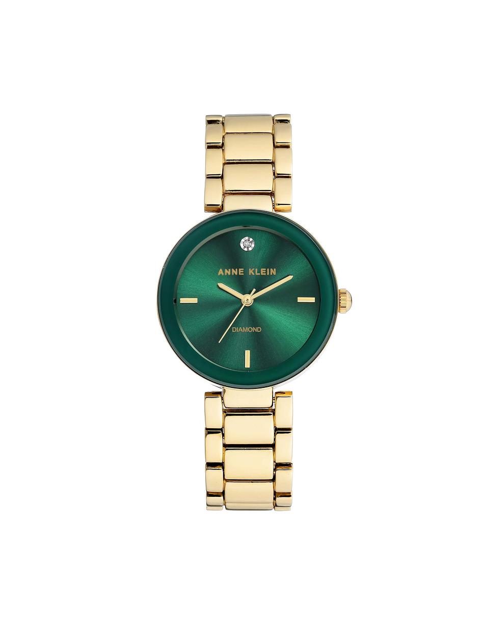 Green / gold Anne Klein Dial Bracelet Watch Diamond | FNZHY60435