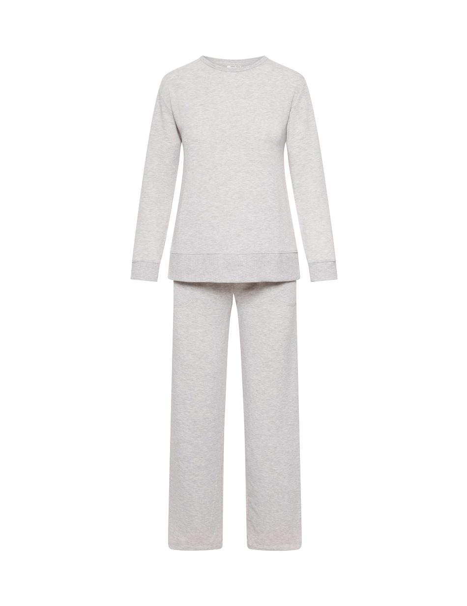 Grey Anne Klein Long Sleeve Pajama Set Sleepwear | YNZVQ35088