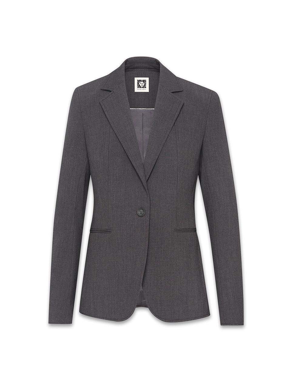 Grey Anne Klein Melange Single Button Blazers | NZDFL59872