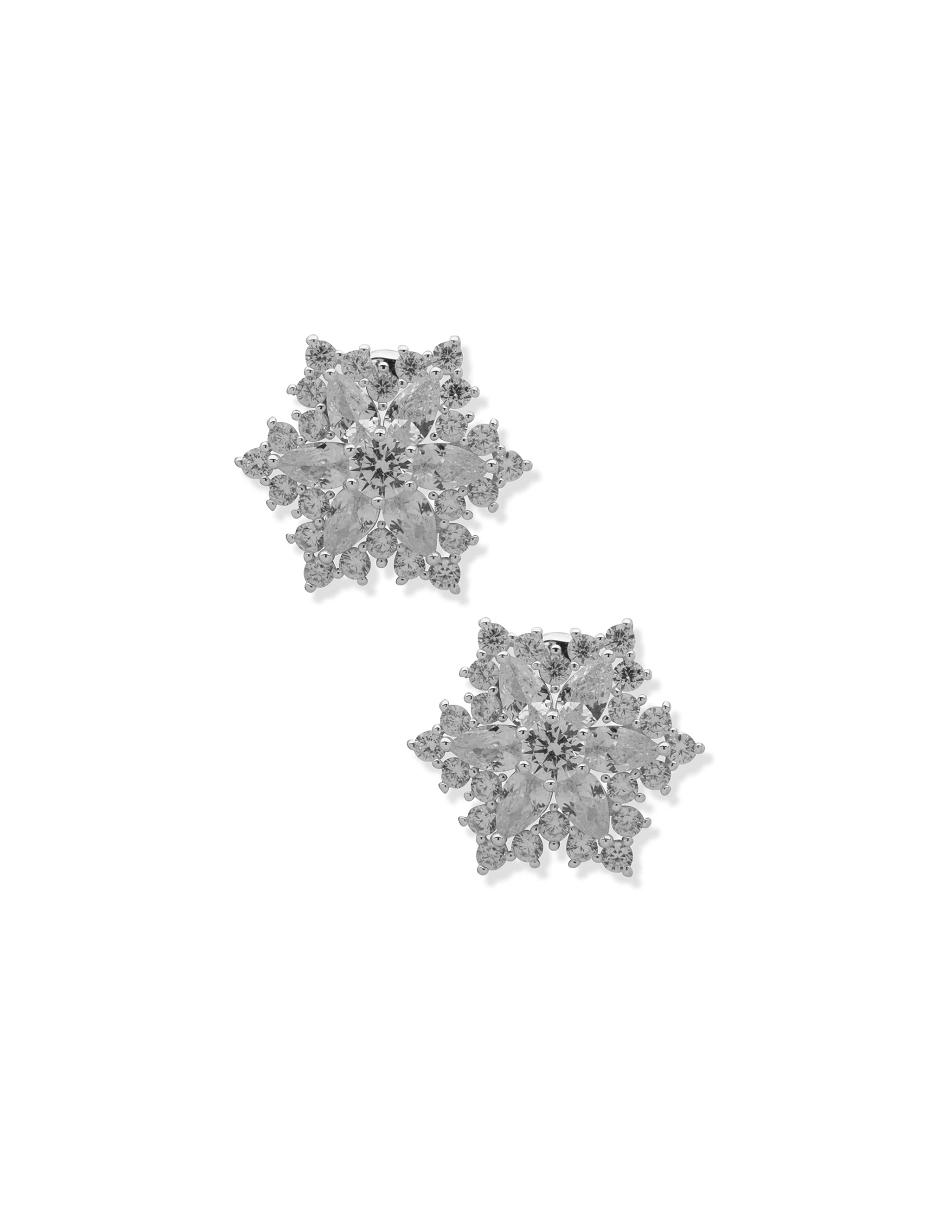 Grey / Silver Anne Klein Snowflake Stone Button Clip on Earrings | ANZWC19033