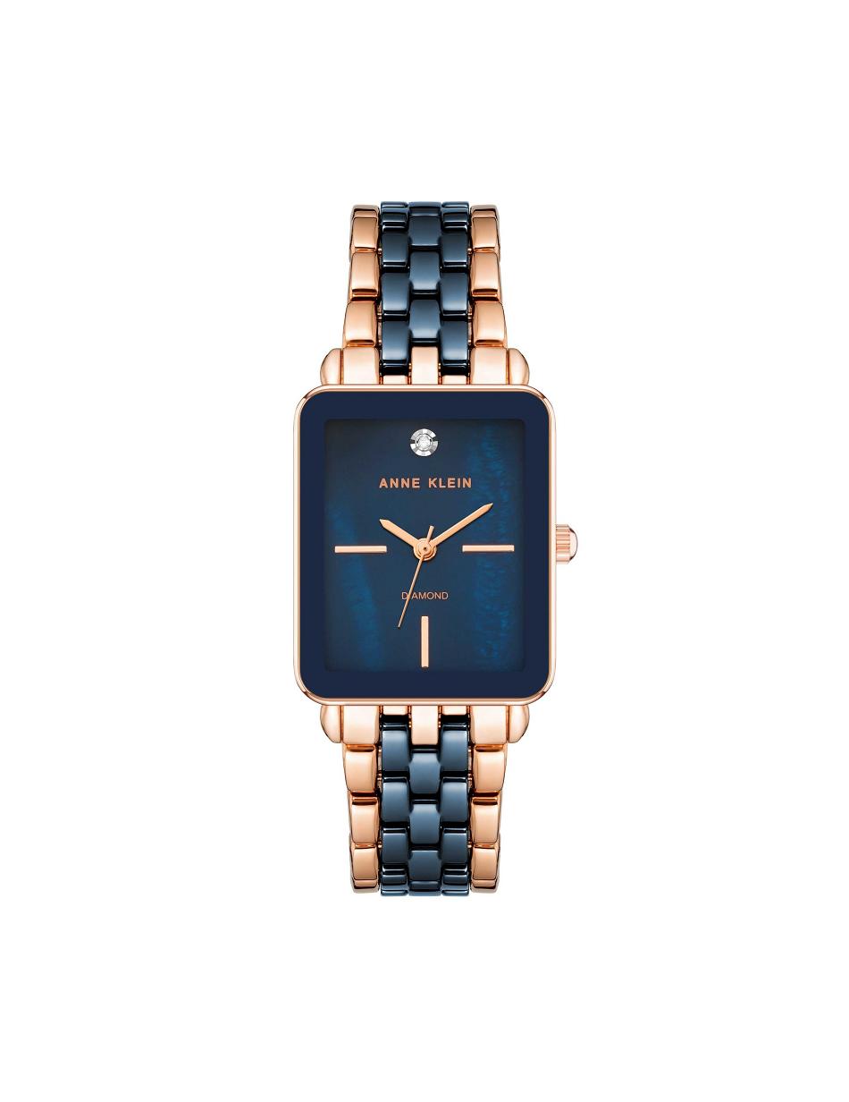 Navy / Rose / Gold Anne Klein Ceramic Dial Watch Diamond | MNZFT88093