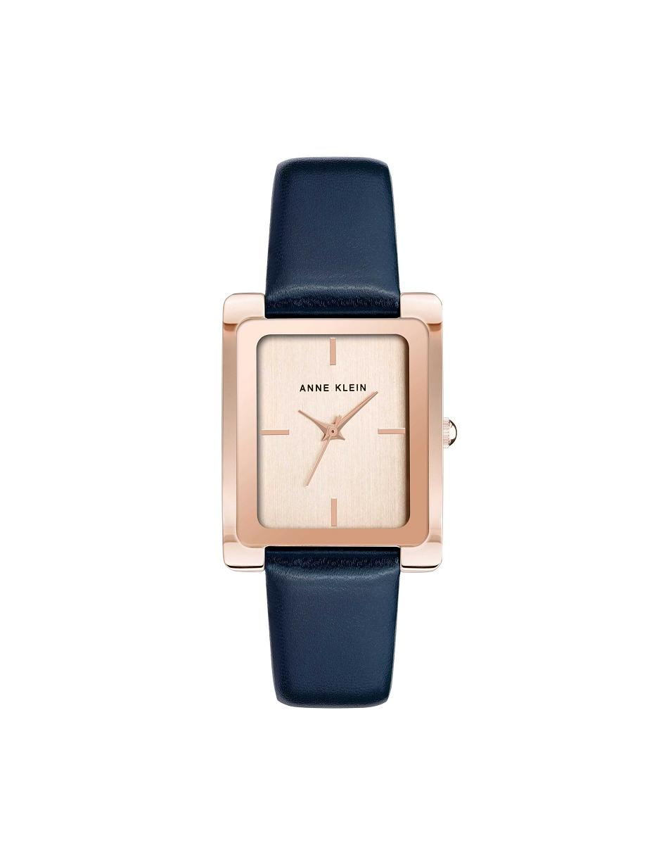 Navy / Rose / Gold Anne Klein Leather Strap Watch Rectangular | NZNEJ99352