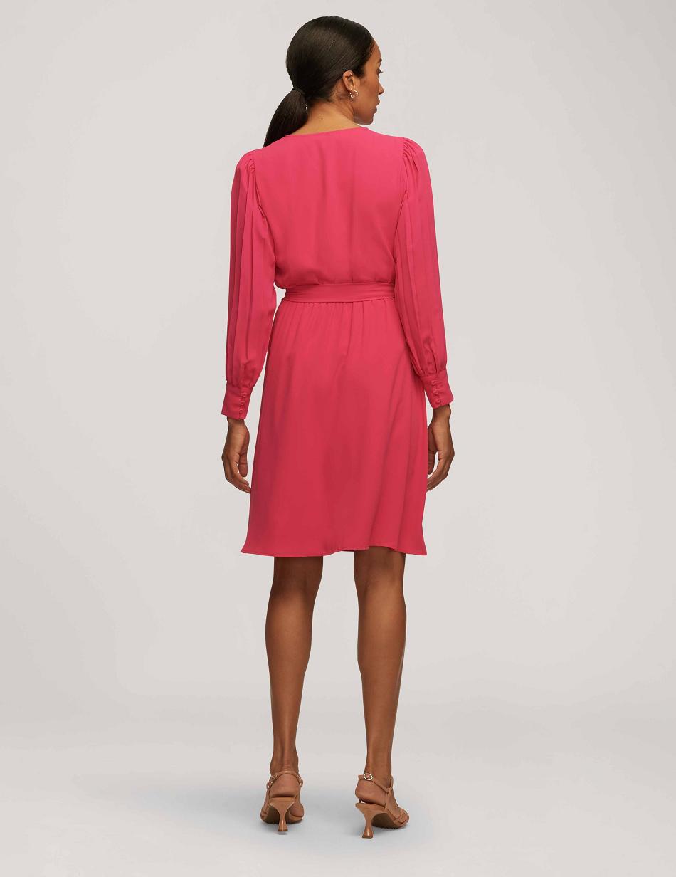 Pink Anne Klein Pleated Sleeve Dress | ENZVG28798