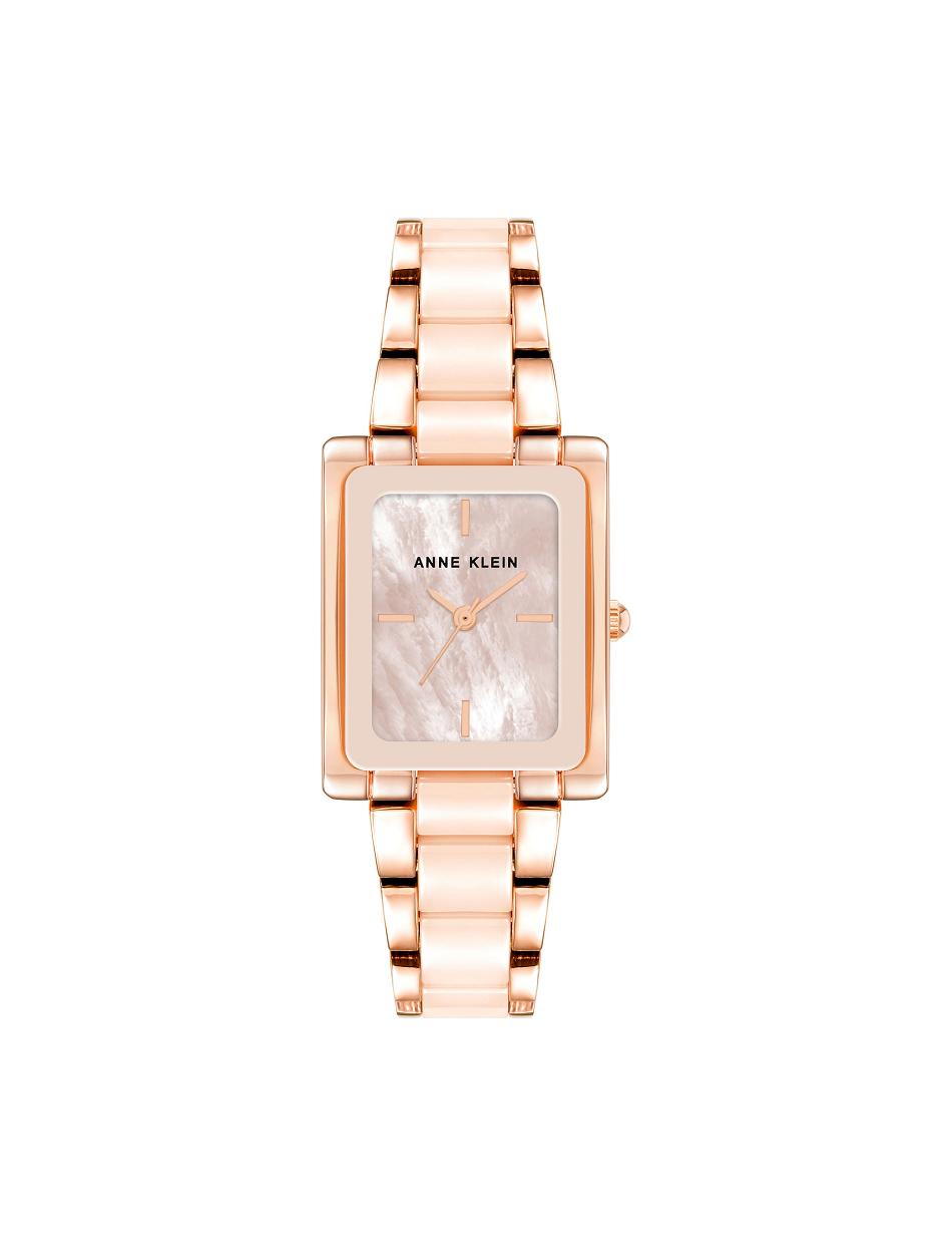 Pink Anne Klein Rectangular Case Bracelet Watch Ceramics | DNZVO86077