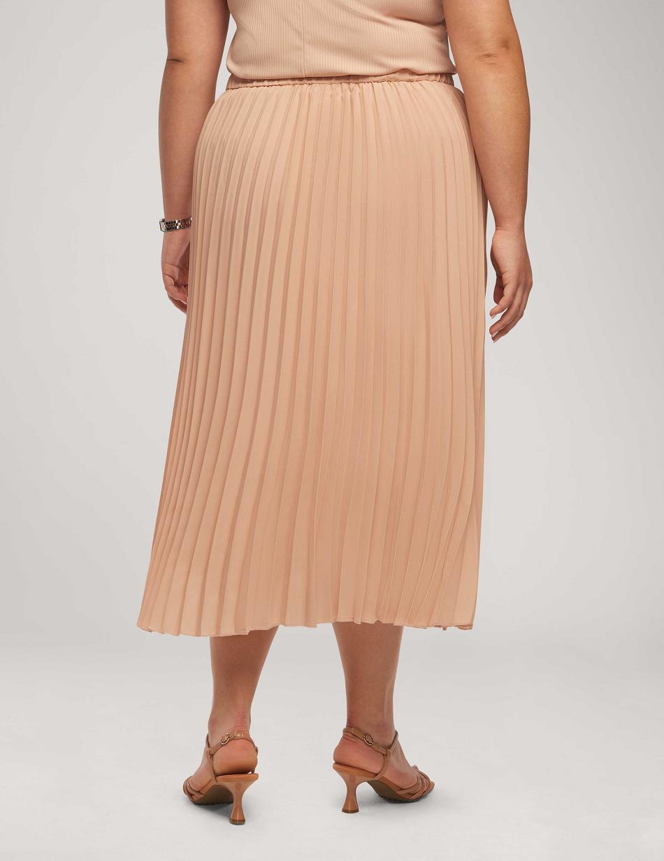 Pink Anne Klein Solid Pull On Pleated Skirt Plus Size | NZDYB29063