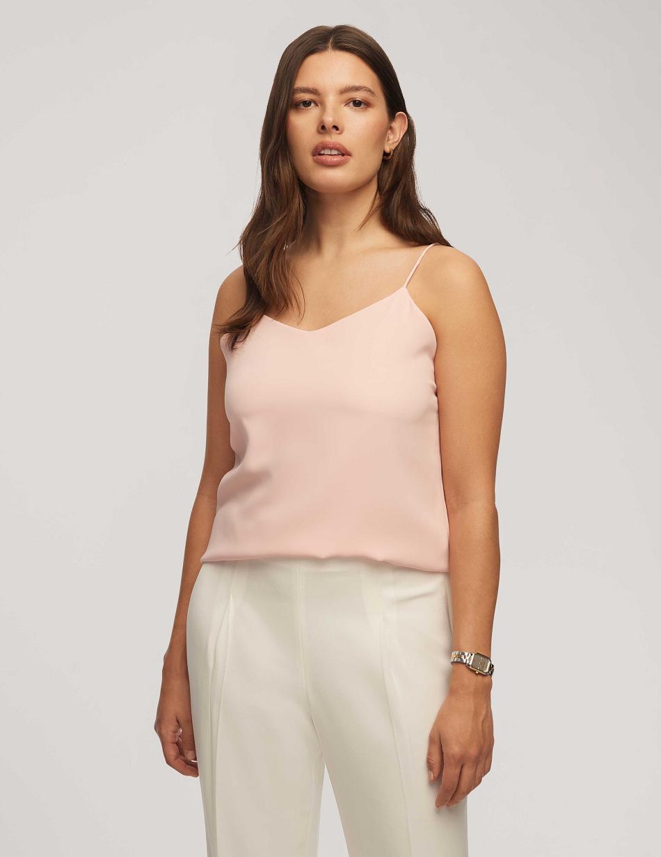 Pink Anne Klein V-Neck Cami Tops | BNZSD93189