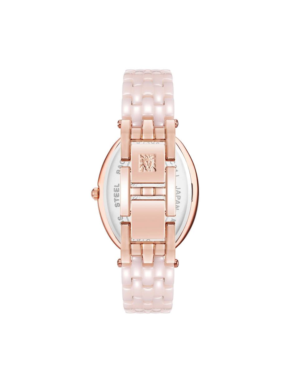 Pink / Rose / Gold Anne Klein Oval Bracelet Watch Ceramics | NZZDE17263