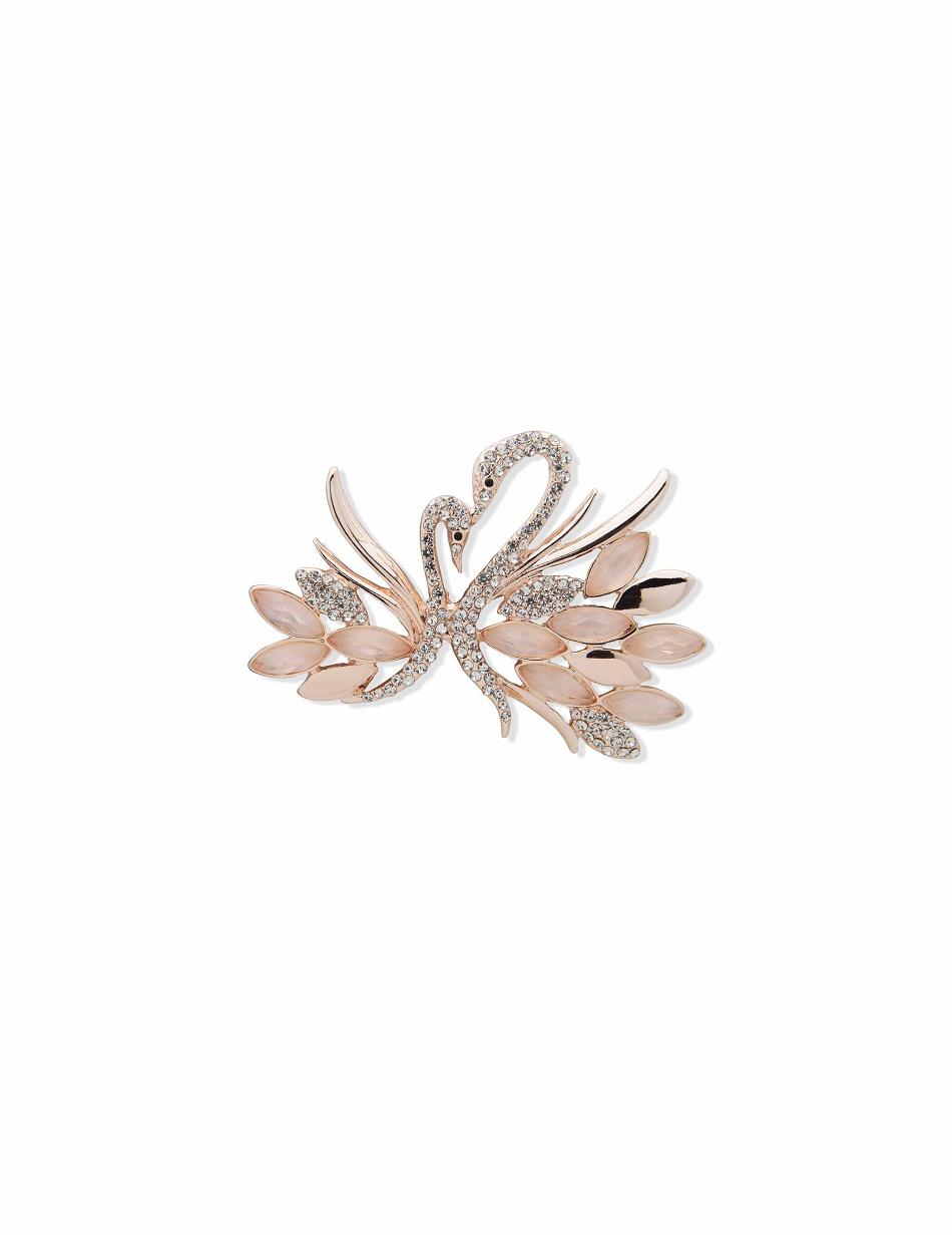 Rose / Gold Anne Klein Rose Gold-Tone and Crystal Swan Brooch Best Sellers | MNZHR25477