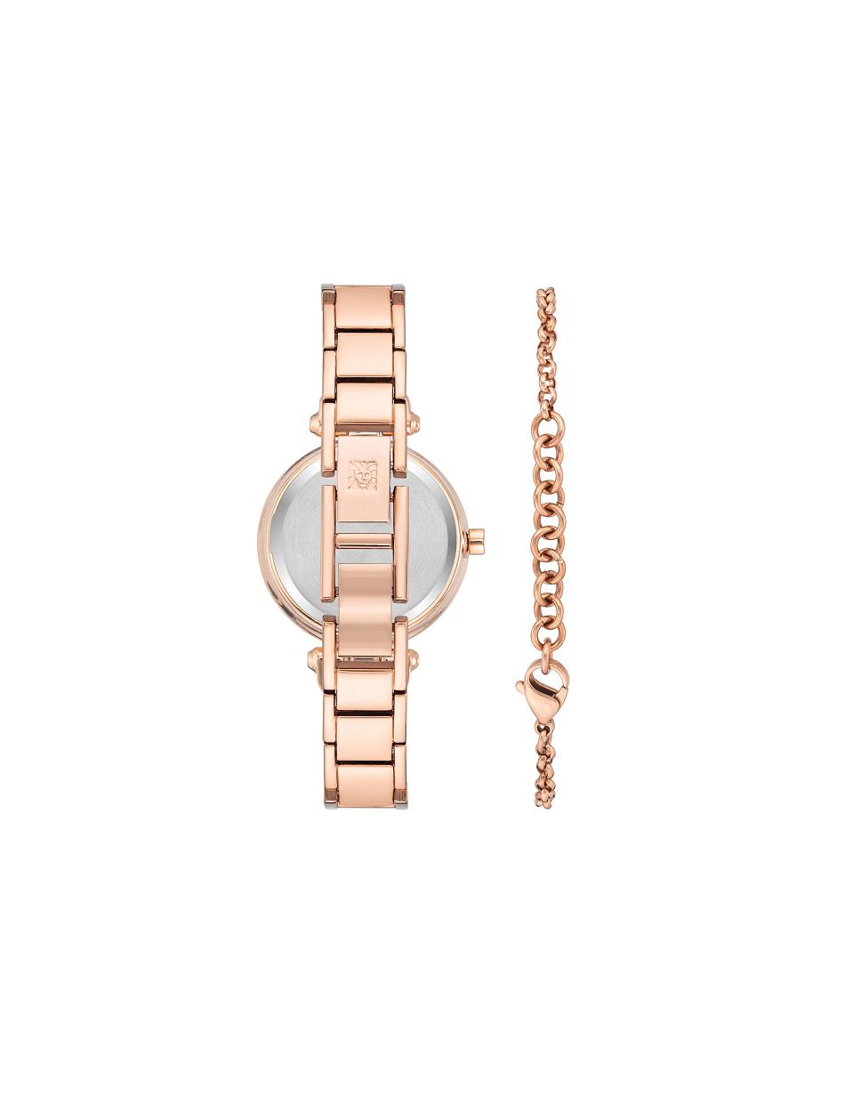 Rose / Gold / Black Anne Klein Watch and Bracelet with Premium Multicolored Crystals Sets | XNZBH55397