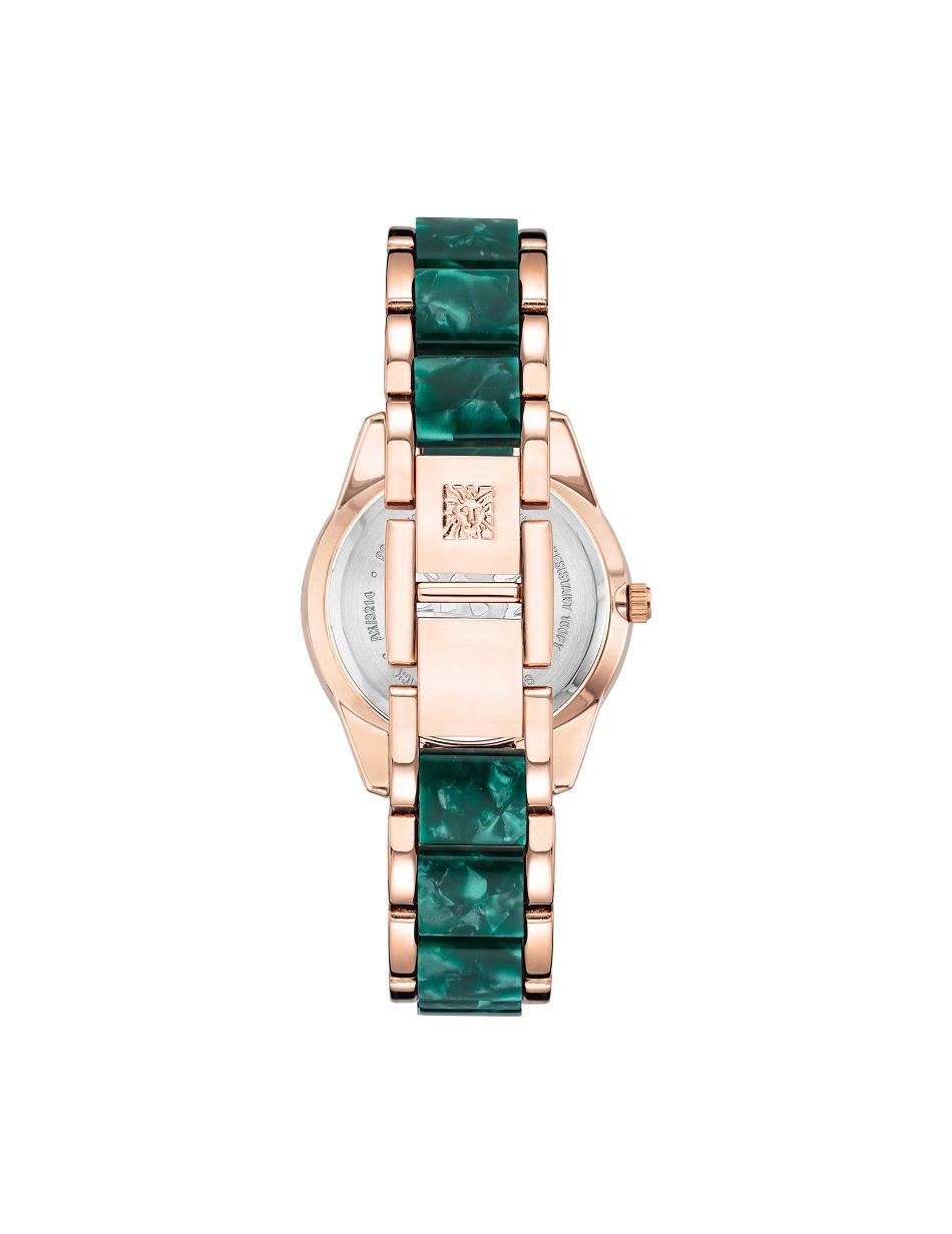 Rose / Gold / Green Anne Klein Pearlescent Resin Link Watch Metals | SNZVO87195