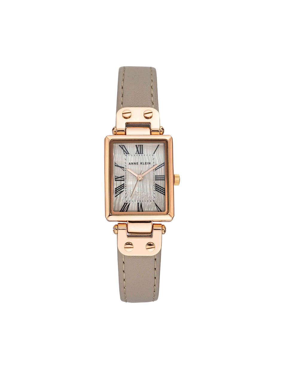 Rose / Gold / Grey Brown Anne Klein Rectangular Case Strap Watch Leather | FNZUI27096