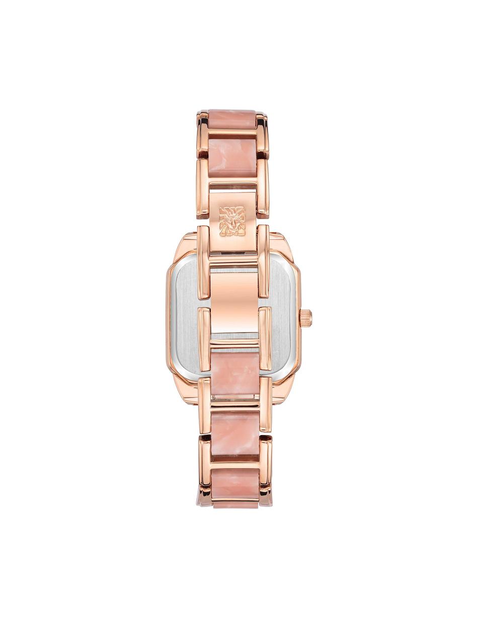 Rose / Gold / Pink Anne Klein Square Case Resin Link Bracelet Watch Metals | NZXBR49377