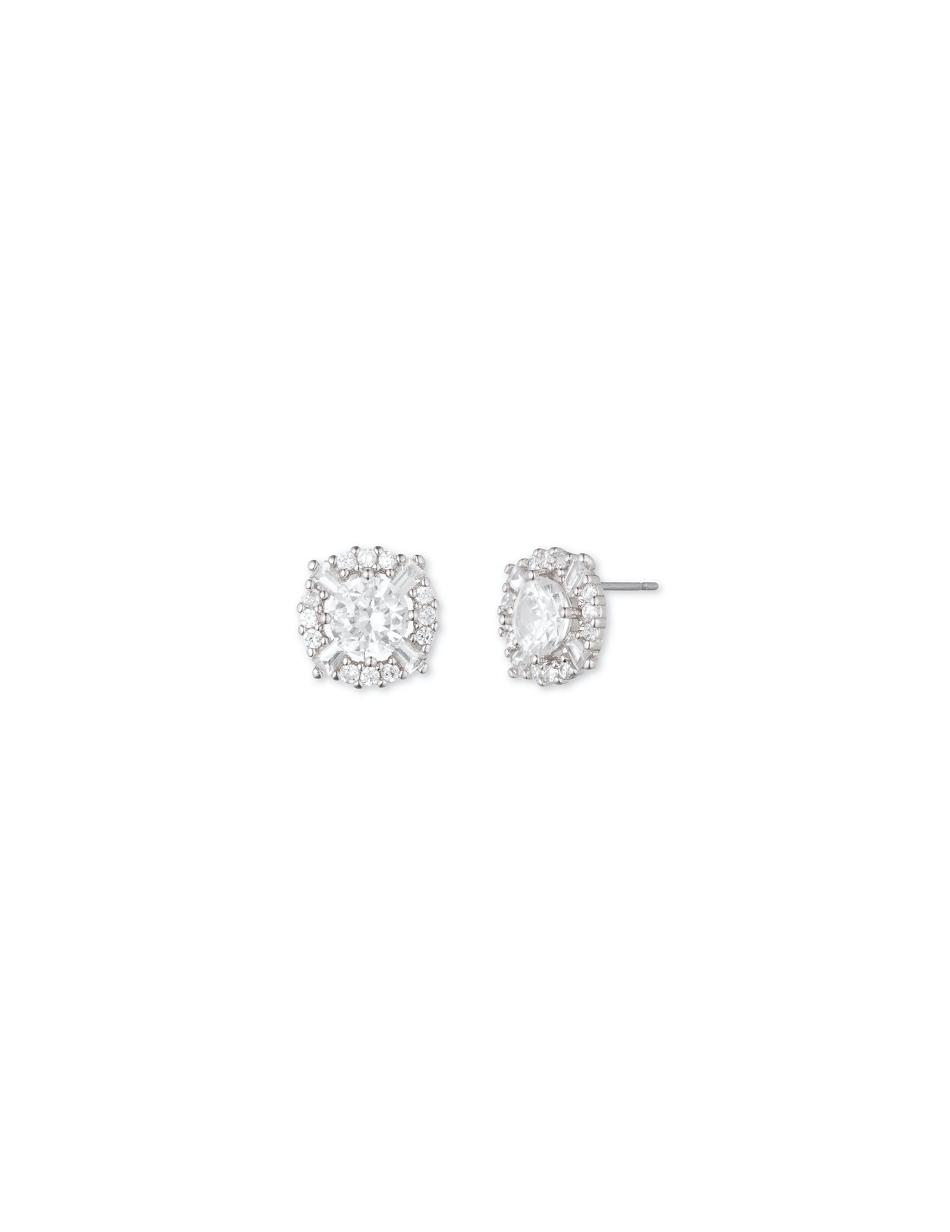 Rose / silver Anne Klein Cubic Zirconia Pave Halo Pierced Earrings | GNZUC75104