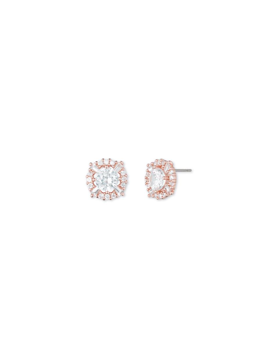 Rose / silver Anne Klein Cubic Zirconia Pave Halo Earrings | PNZQX99440