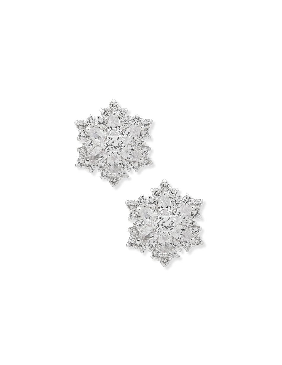 Silver Anne Klein Button Snowflake Pierced Earrings | GNZUC20183