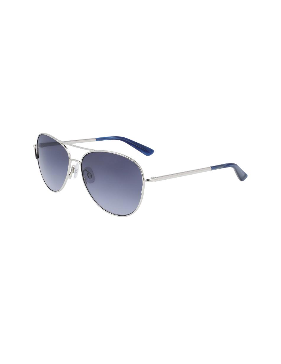 Silver Anne Klein Classic Aviator Sunglasses Oversized | PNZQX31698