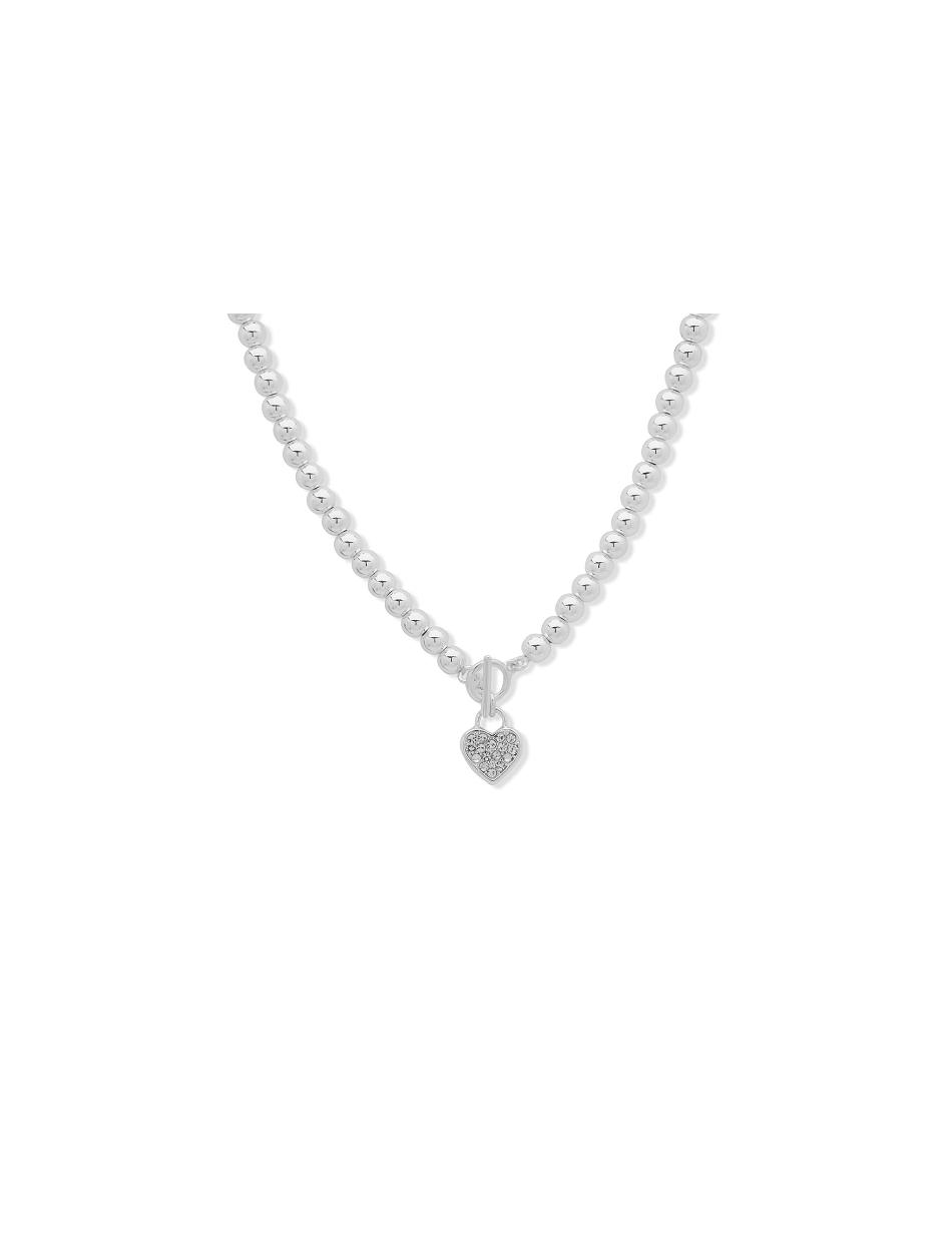 Silver Anne Klein Heart Pendant Necklace | NZDFL97406