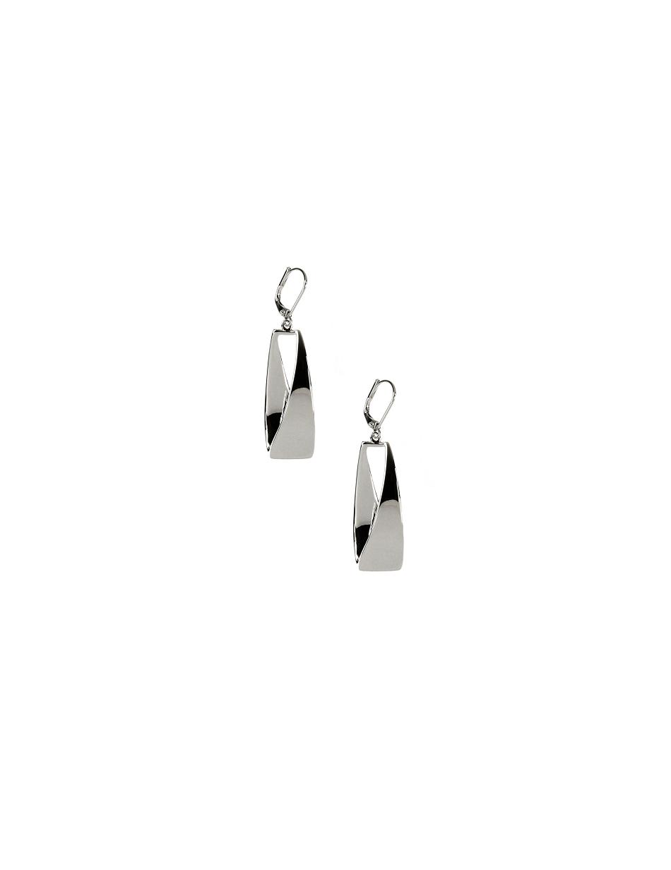 Silver Anne Klein Leverback Linear Curved Earrings | MNZFT75749