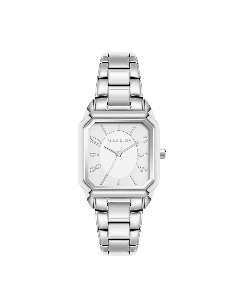 Silver Anne Klein Modern Square Case Watch Metals | NZNZX18595