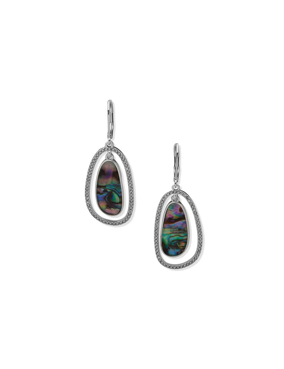 Silver Anne Klein Orbital Abalone Pierced Earrings | ZNZNQ85602