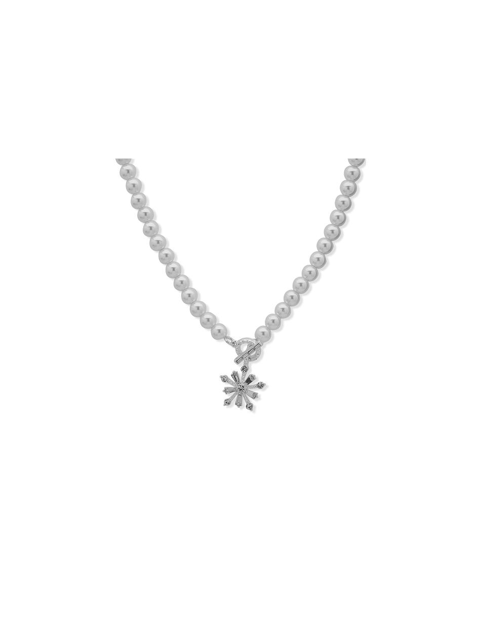 Silver Anne Klein Snowflake Pendant Necklace | PNZQX76584