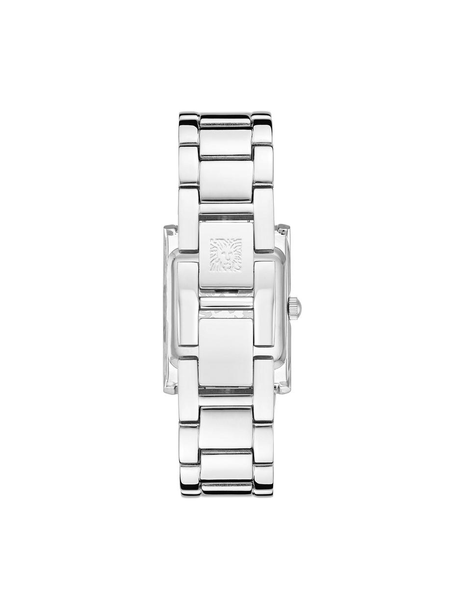 Silver / Burgundy Anne Klein Square Case Bracelet Watch Rectangular | ENZVG13129