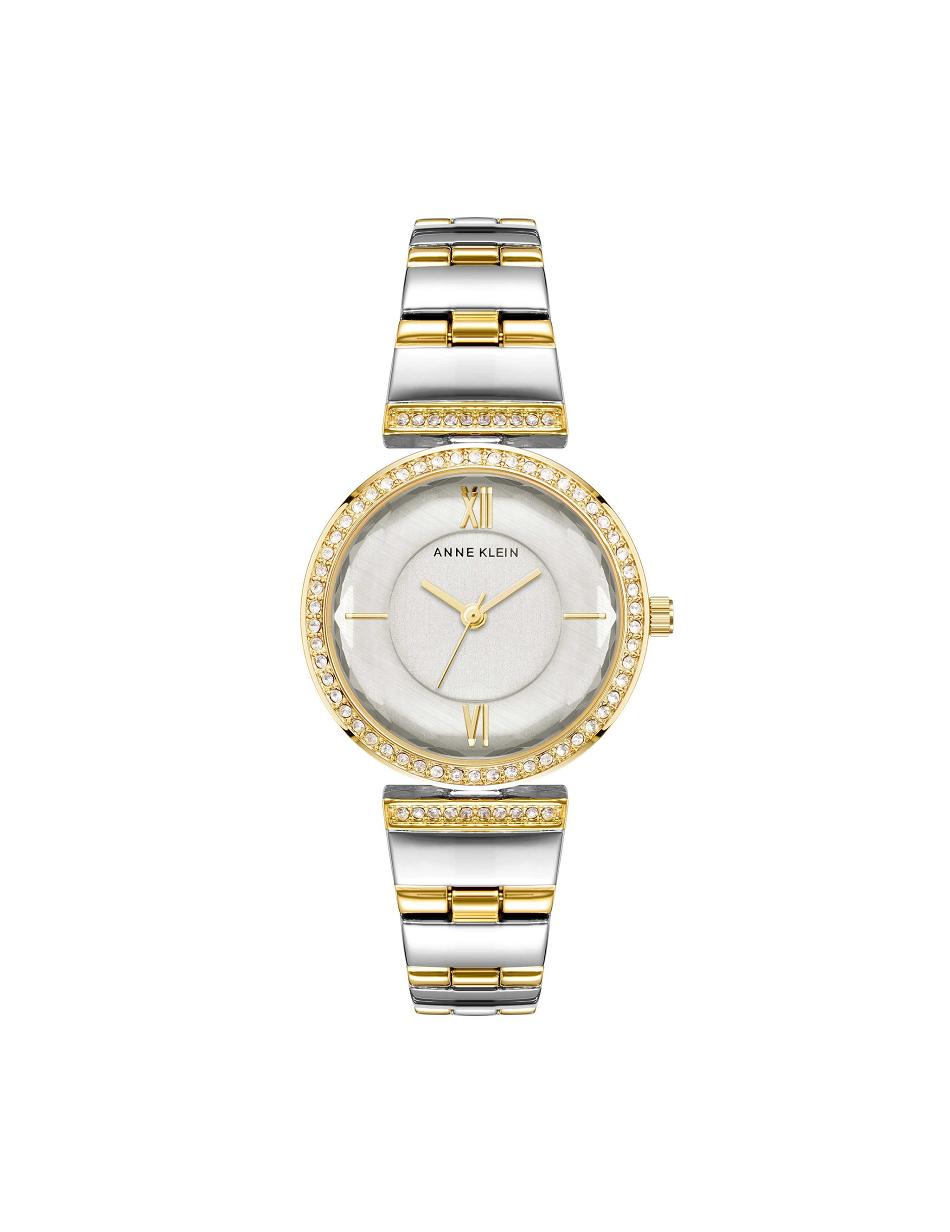 Silver / Gold Anne Klein Premium Crystal Bracelet Watch Metals | SNZNY10019